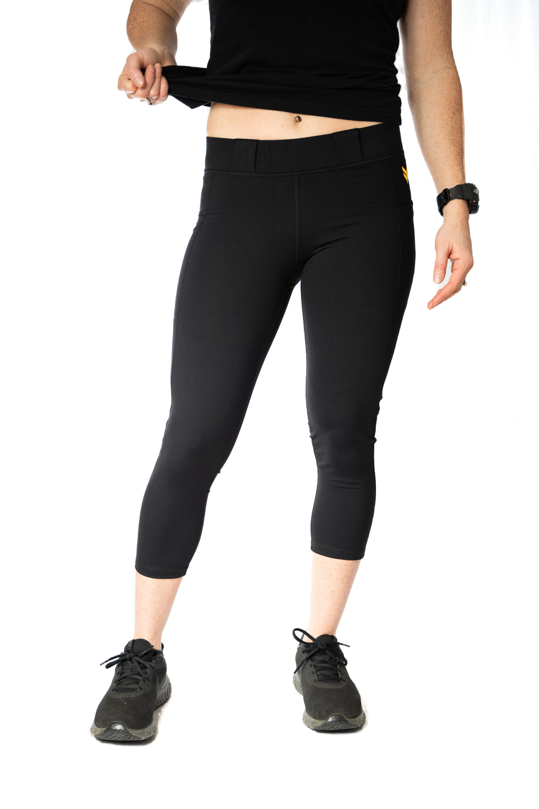 womens black conceal carry capri leggings