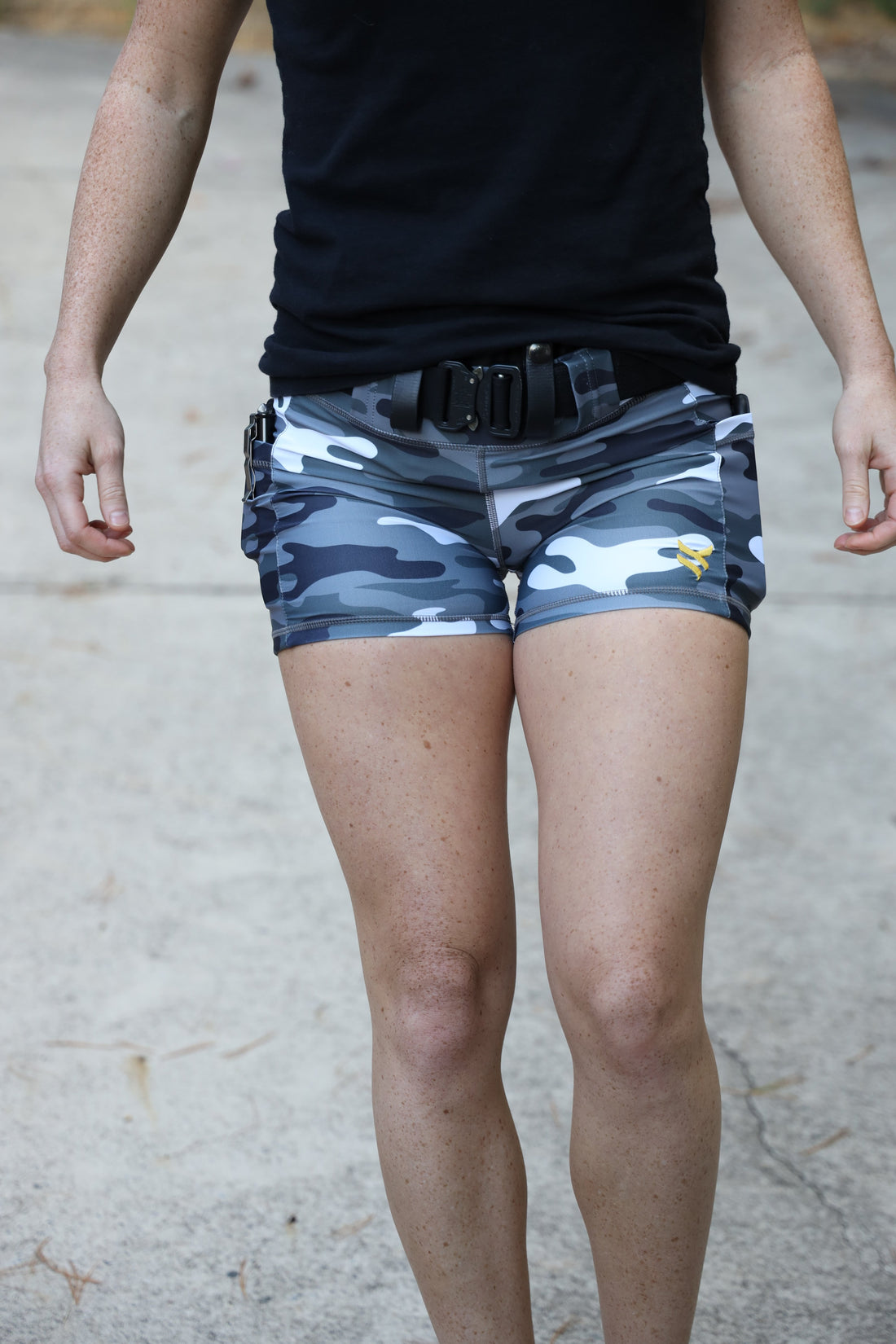 womens arctic camo conceal carry compression shorts