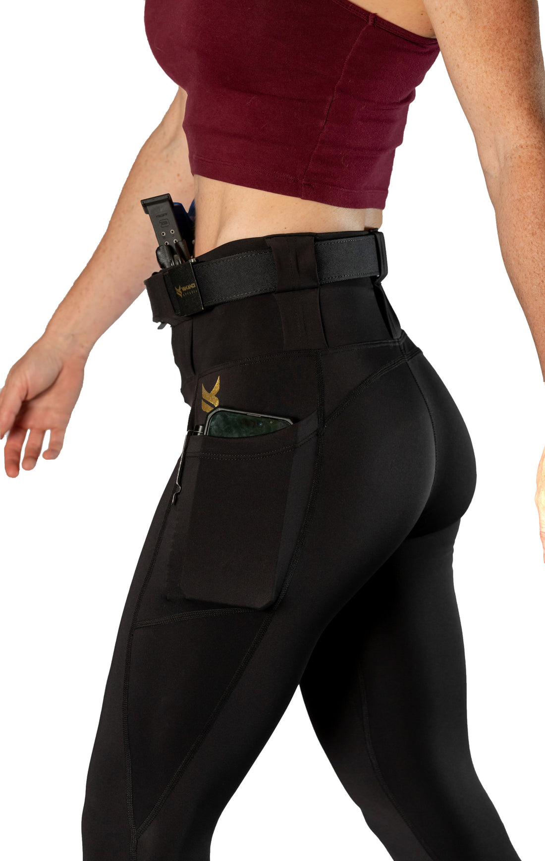 Vakandi EDC Signature legging with new FlexCarry™ waistband - high rise, black (click + below for more detail)