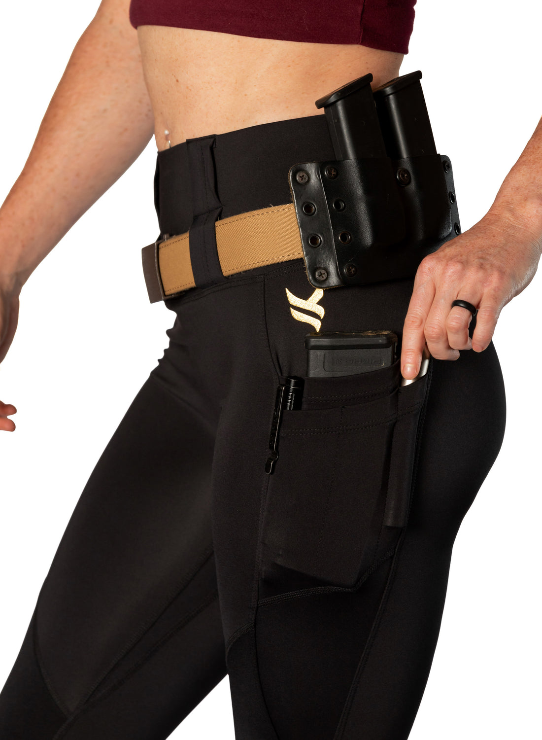 High Rise Crusader Leggings with new FlexCarry™ Waistband- Black (click the + below for more details)