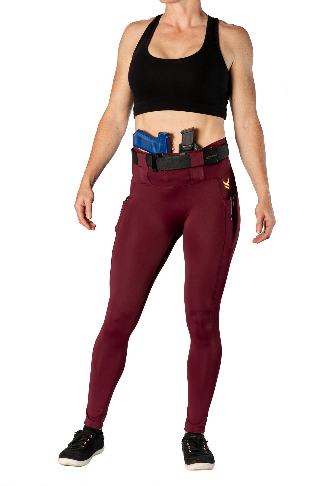 Vakandi EDC Signature legging with new FlexCarry™ waistband - high rise, fig (click + below for more detail)