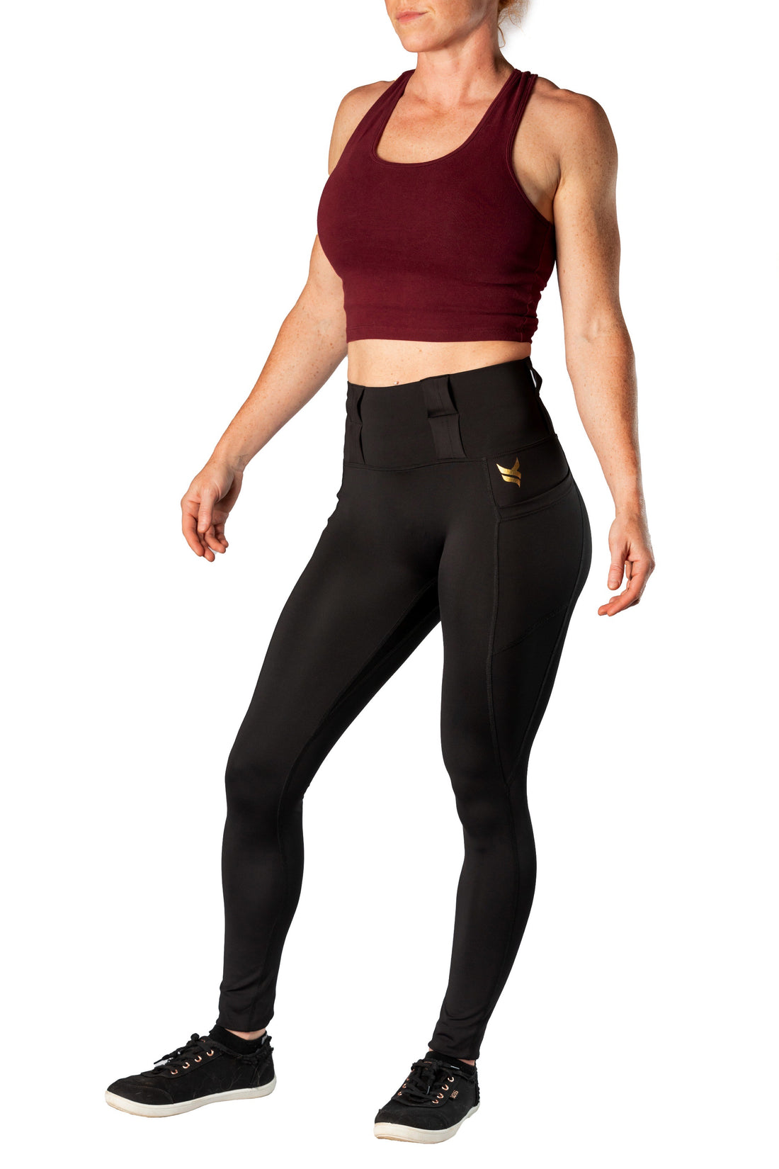 Vakandi EDC Signature legging with new FlexCarry™ waistband - high rise, black (click + below for more detail)