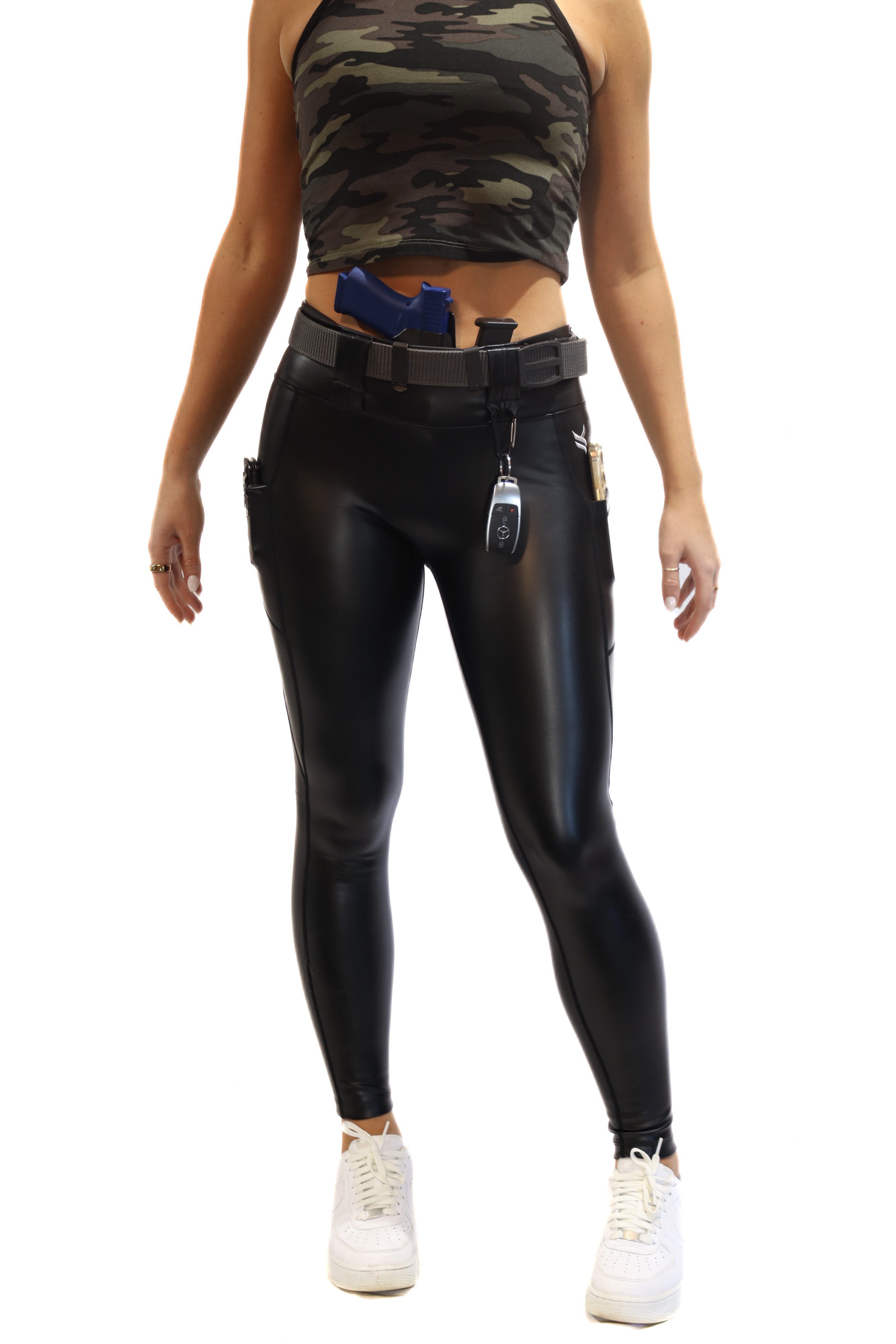 High Rise Faux Leather EDC Leggings -Black – Vakandi Apparel