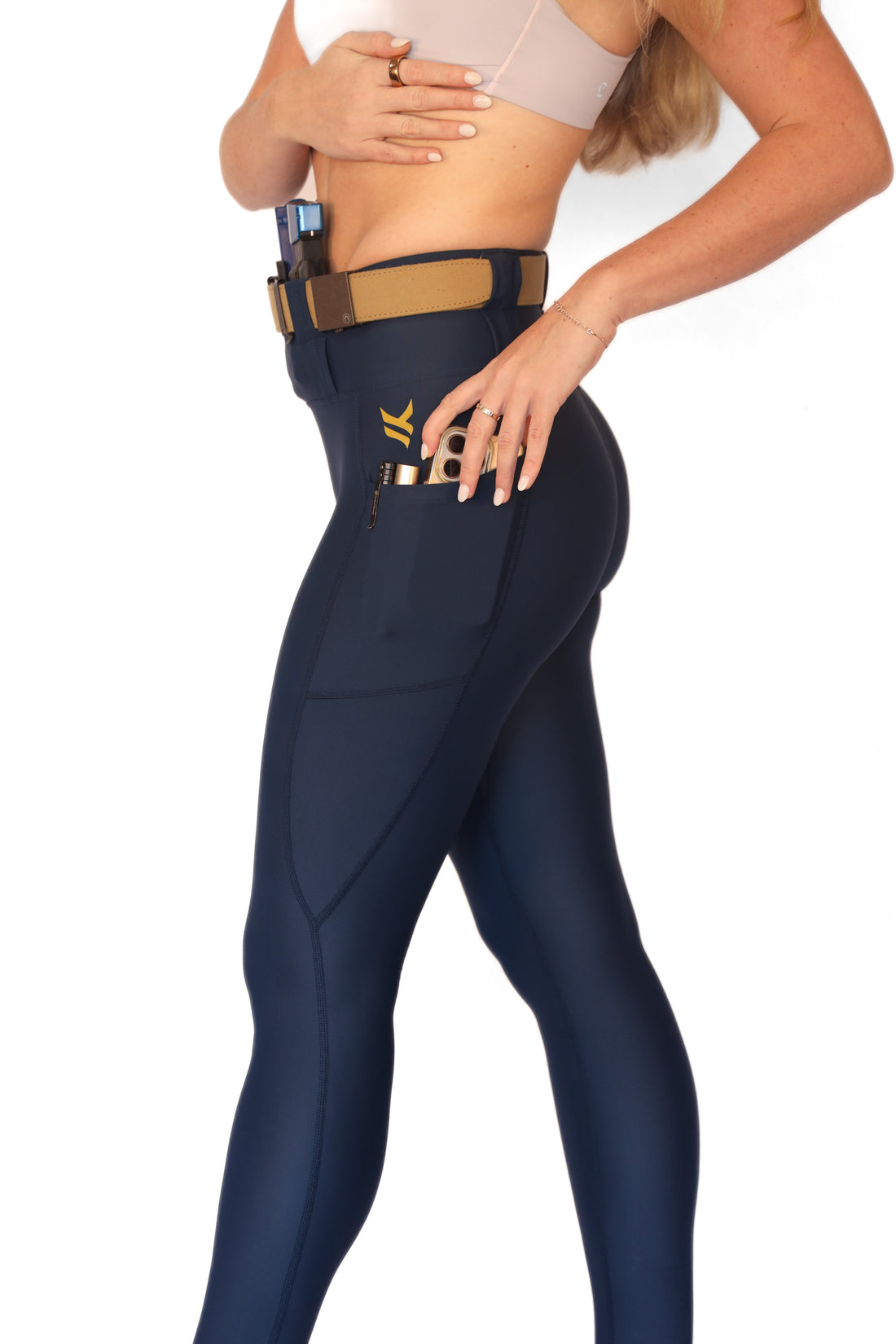 Signature High Rise Concealed Carry Leggings with new FlexCarry Waistband- Navy (Thick, Double-Brushed Fall/Winter Fabric)