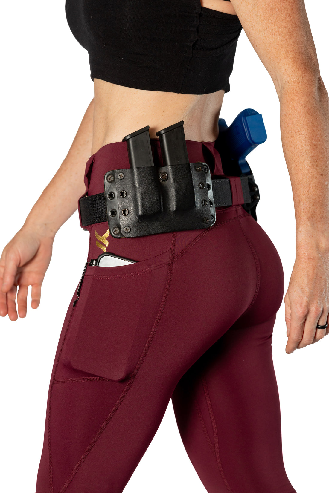Vakandi EDC Signature legging with new FlexCarry™ waistband - high rise, fig (click + below for more detail)
