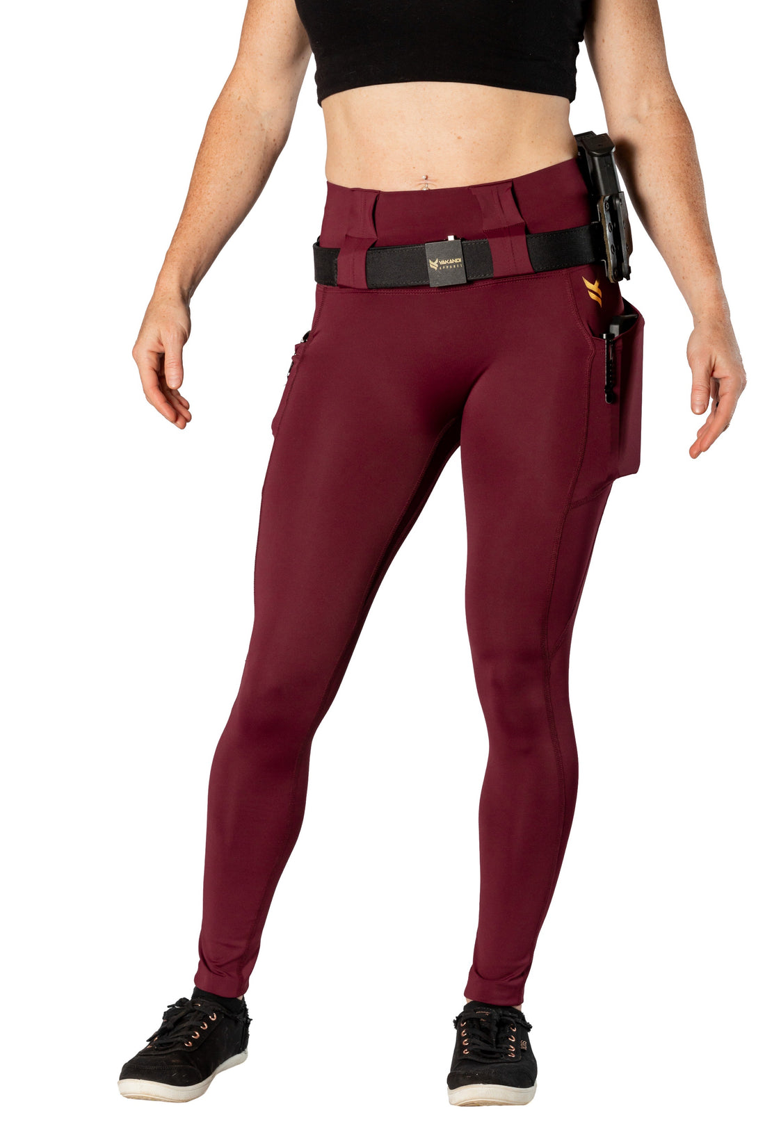 Vakandi EDC Signature legging with new FlexCarry™ waistband - high rise, fig (click + below for more detail)