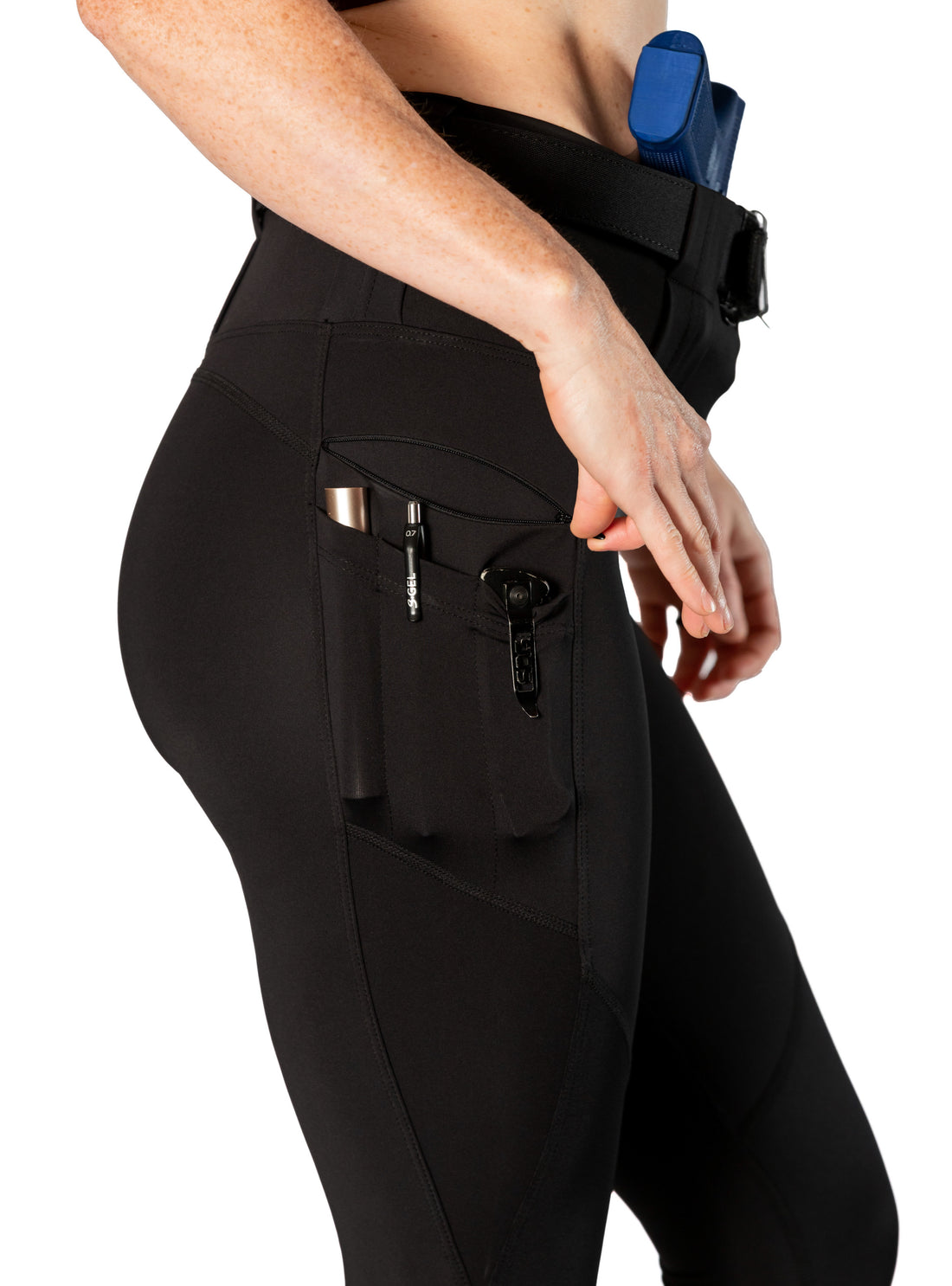 High Rise Crusader Leggings with new FlexCarry™ Waistband- Black (click the + below for more details)