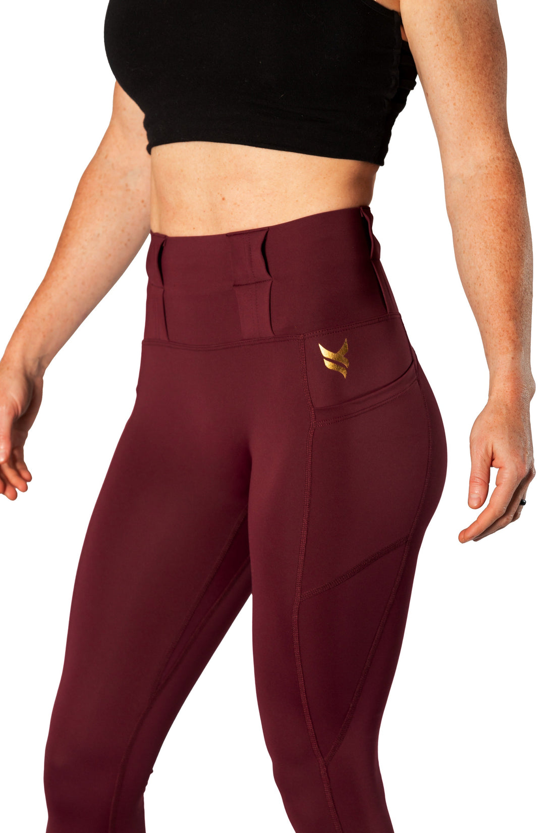 Vakandi EDC Signature legging with new FlexCarry™ waistband - high rise, fig (click + below for more detail)
