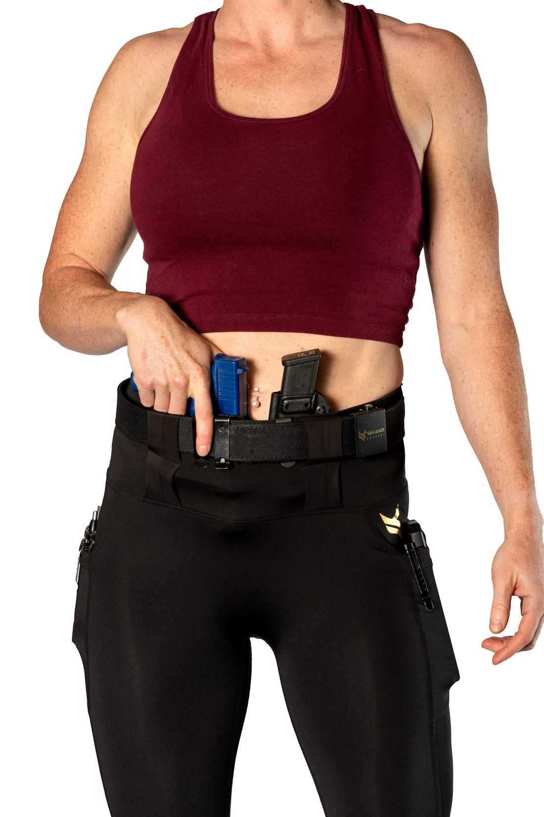 Vakandi EDC Signature legging with new FlexCarry™ waistband - high rise, black (click + below for more detail)