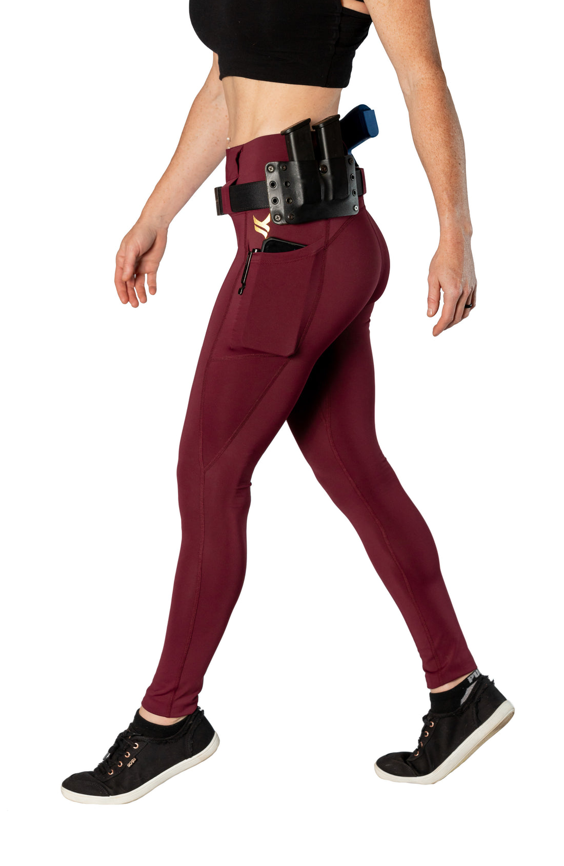 Vakandi EDC Signature legging with new FlexCarry™ waistband - high rise, fig (click + below for more detail)