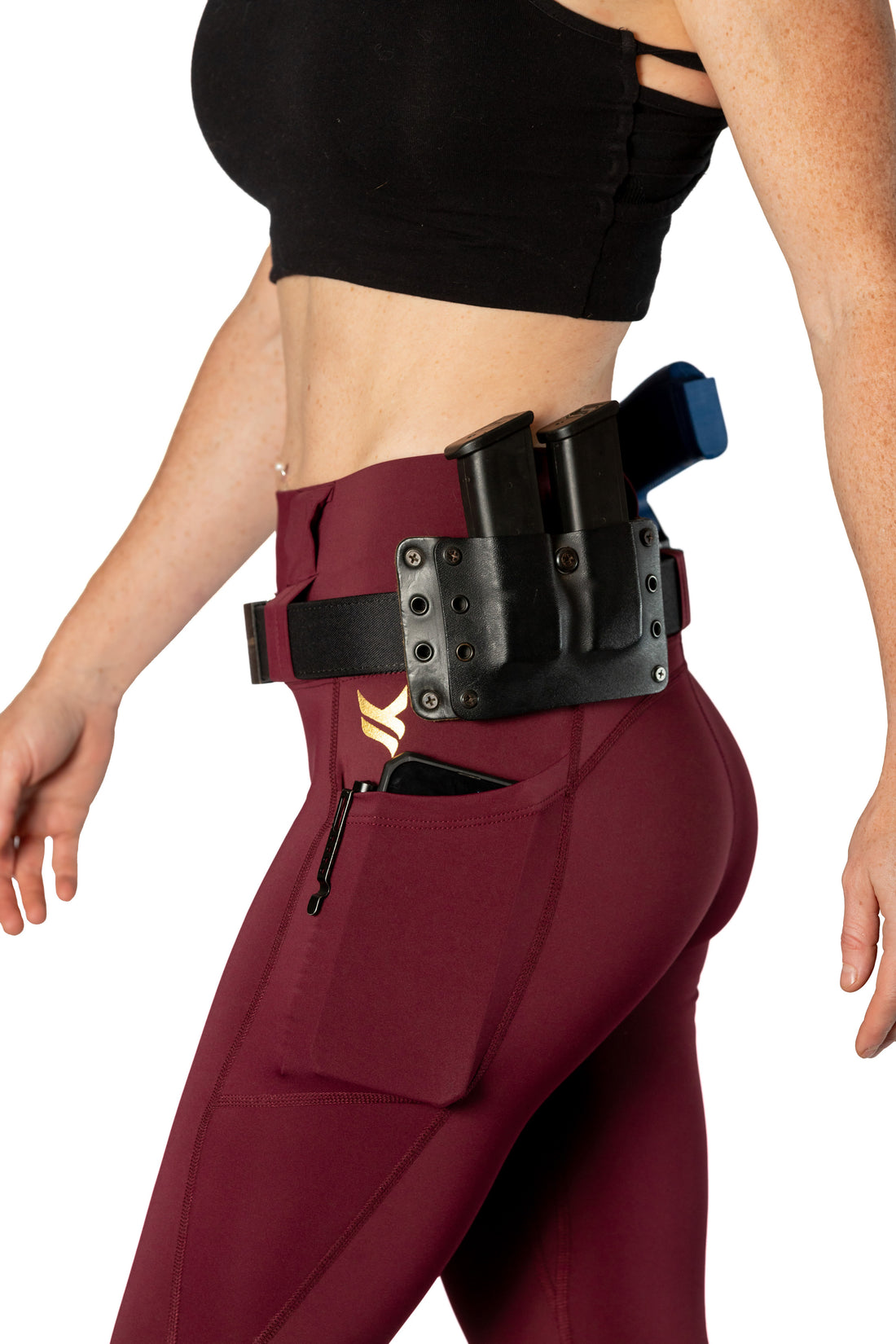 Vakandi EDC Signature legging with new FlexCarry™ waistband - high rise, fig (click + below for more detail)