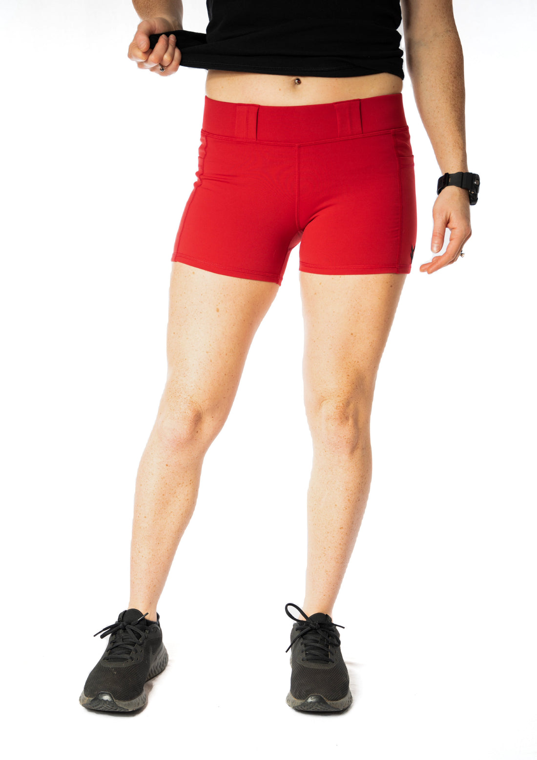 womens chili red conceal carry compression shorts