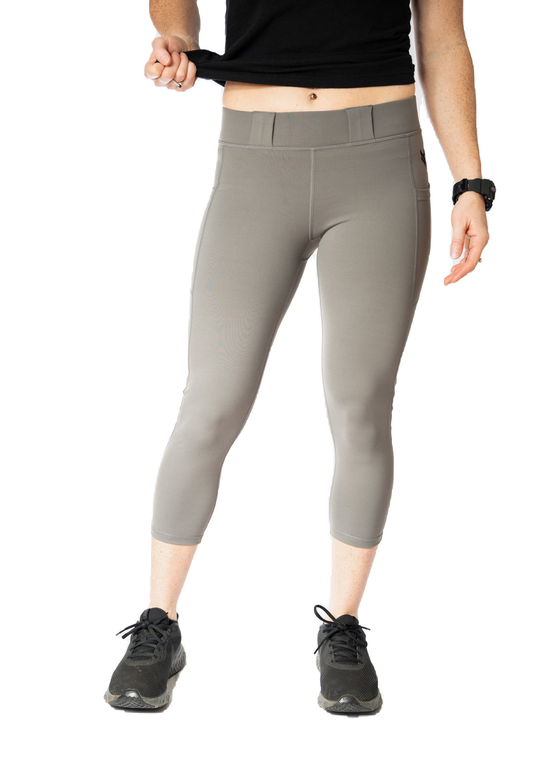womens gray conceal carry capri leggings